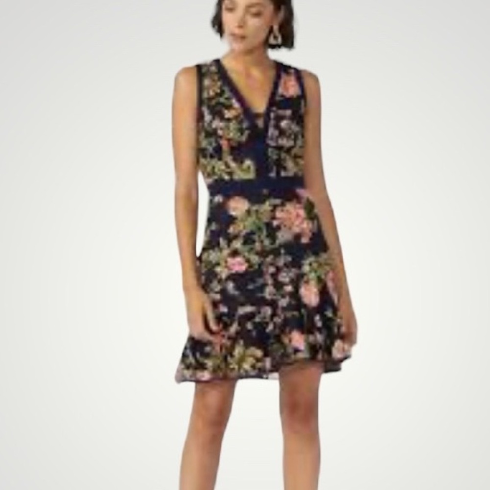 Adelyn Rae floral overlay Kaylea dress in blue